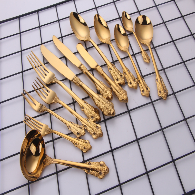 modern bestick bestick inox grossist bröllop 18\\/10 guld bestick set i rostfritt stål